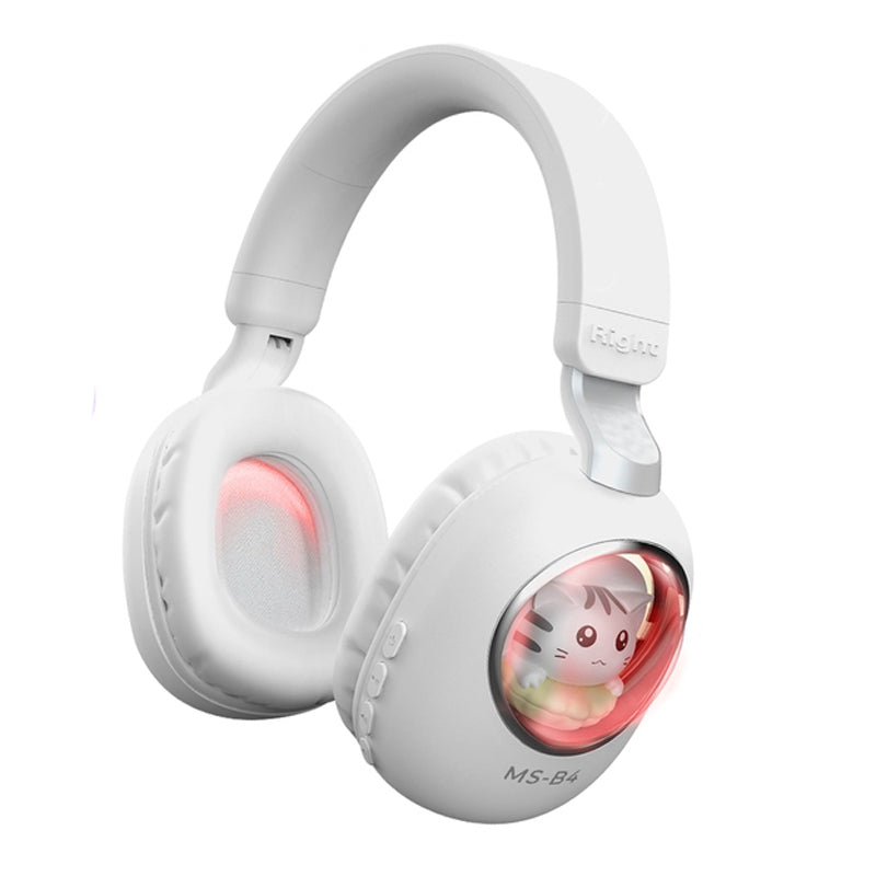 MS-B4 Cute Squirrel Cat Wireless Bluetooth Headphone RGB Light Girls Kids Stereo Music Headset Gift