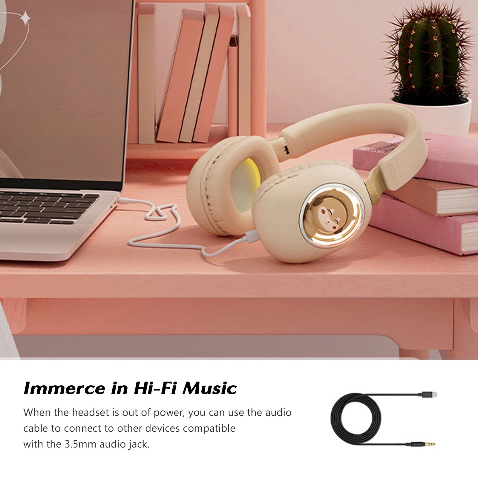 MS-B4 Cute Squirrel Cat Wireless Bluetooth Headphone RGB Light Girls Kids Stereo Music Headset Gift