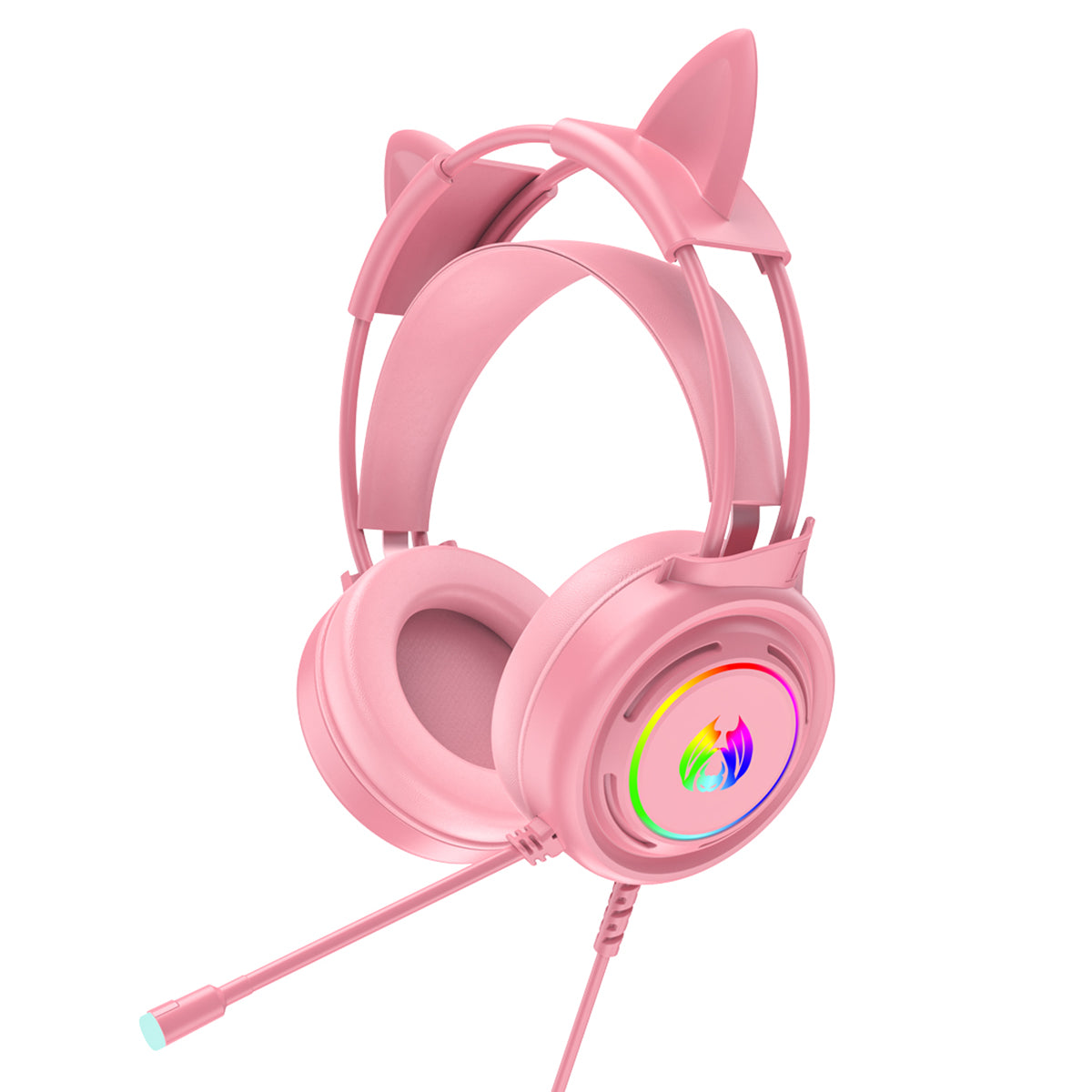 BATXELLENT H28 Cat Ears Design Over-ear Wired Headphone 7 Color Light Changing Gaming Headset