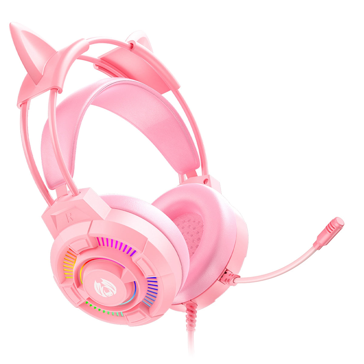 BATXELLENT H81 RGB Lighting Wired Headphone Gaming Headset with Noise Cancelling Mic Cat Ears Design