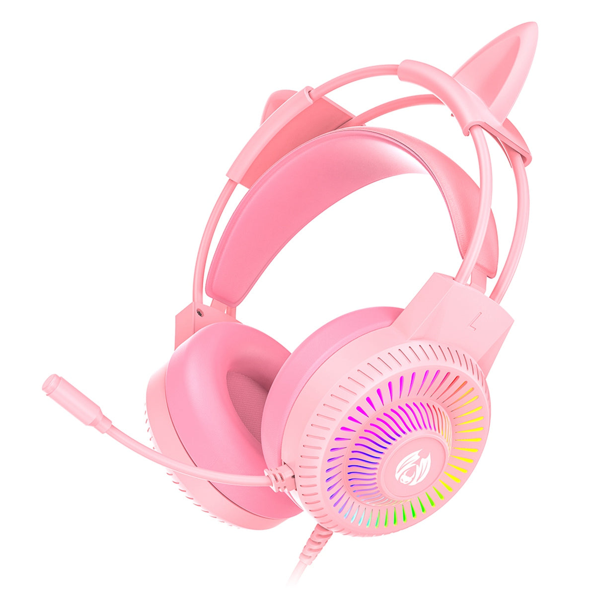 BATXELLENT H82 Cat Ears Design Wired Headphone RGB Light Gaming Headset with Noise Cancelling Mic