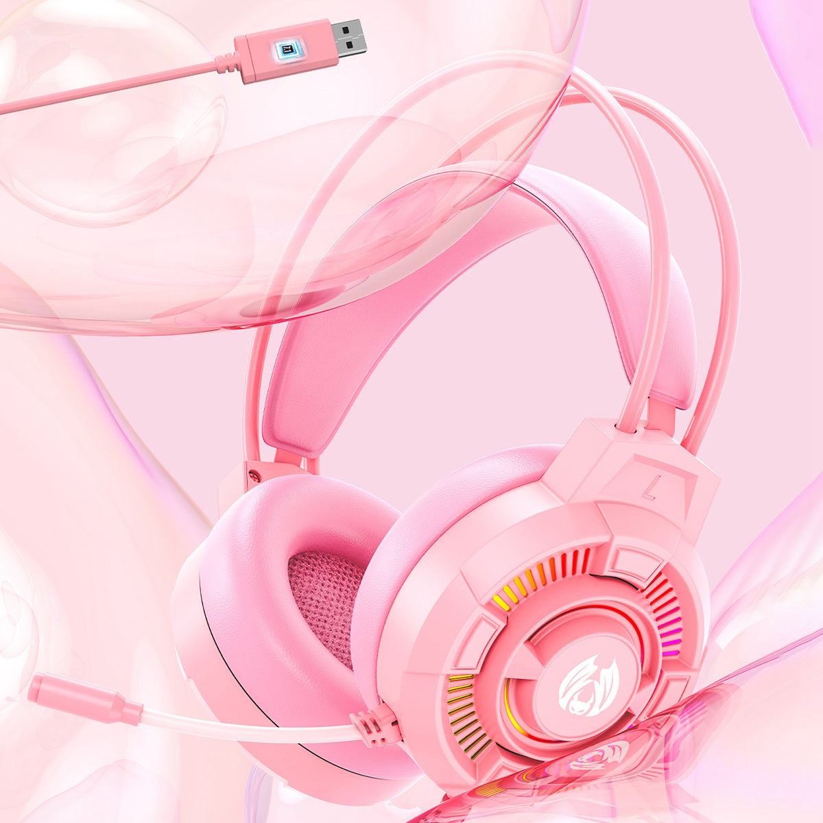 BATXELLENT H81 RGB Wired Headset Adjustable Gaming Headphone Noise Canceling Earphone with Mic for PC Laptops Mobile Phones