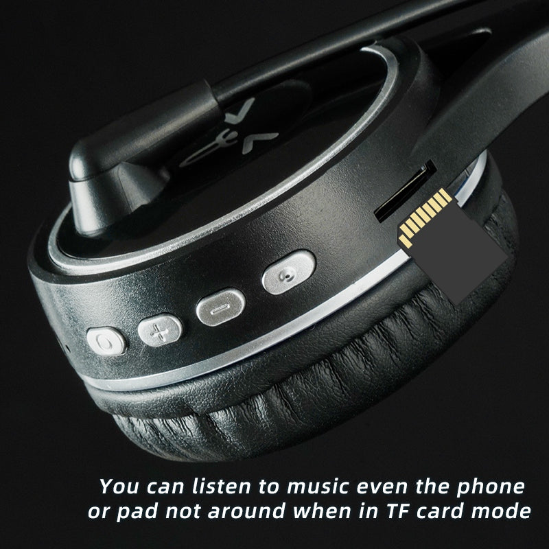 SY-T30C Long Mic Bluetooth Wireless Headphone Stereo Gaming Headset Support Memory Card Playing Music
