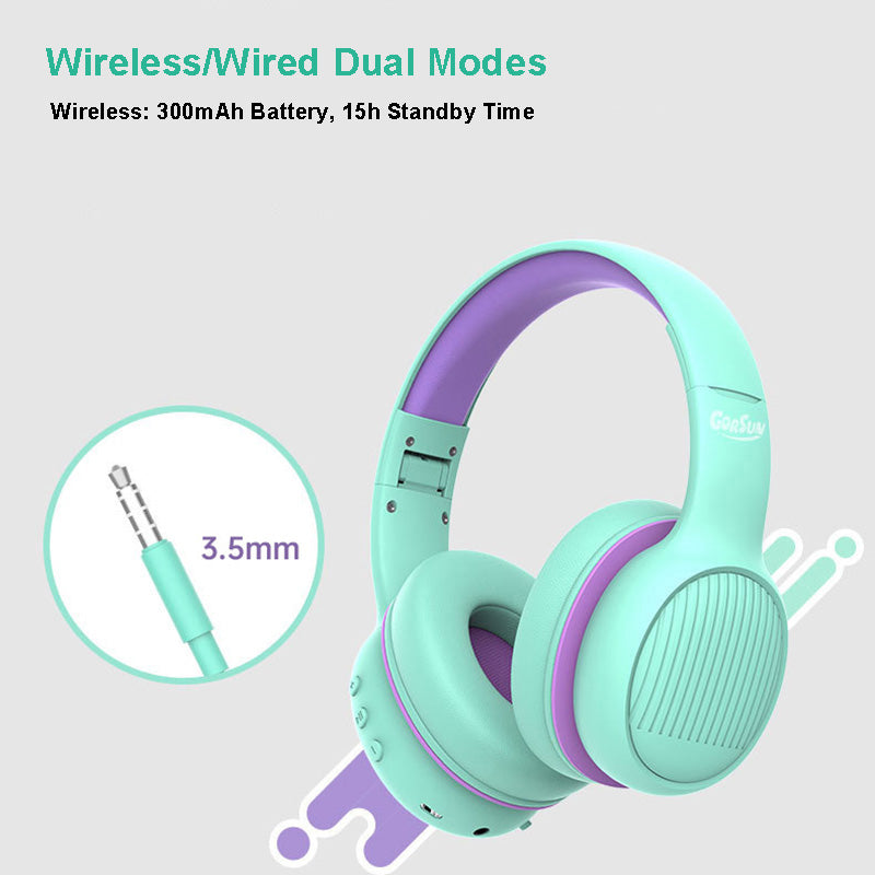 GORSUN E66 85 94dB Volume Limit Over-ear Bluetooth Headset Children Foldable Headphone