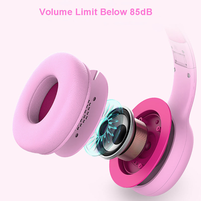 GORSUN GS-E66V Kids 3.5mm Wired Headphone with Detachable Cat Ears Decor Foldable Children Headset
