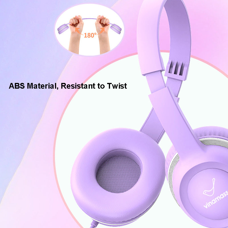 VINAMASS A63 Wired Kids Headphone Retractable Headband HiFi Music 85db Children Headset