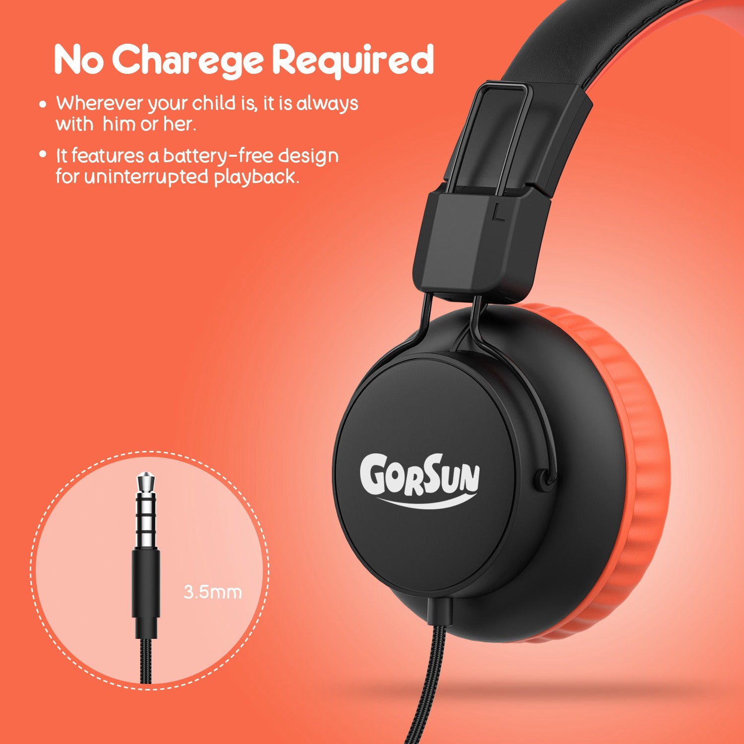 GORSUN E92V Children Wired Headset Foldable Lightweight Headphone Portable Earphone 3.5mm AUX Volume Limit for Mobile Phone MP4