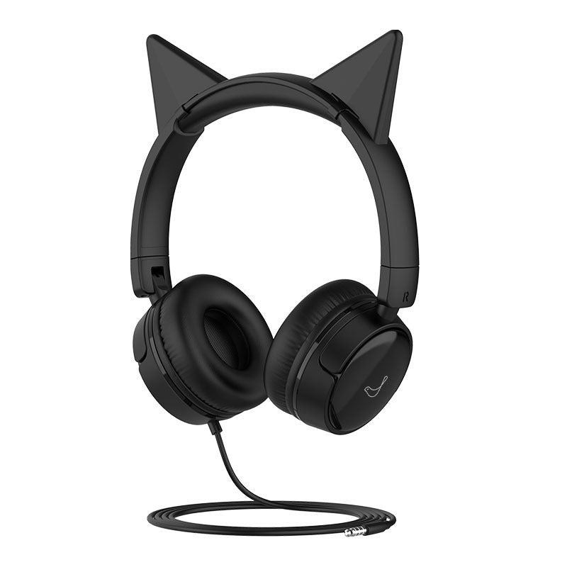 GORSUN GS-E62V Cat Ear Decor Folding Children Headphone Wired HiFi Earphone Over-ear Kid Headset