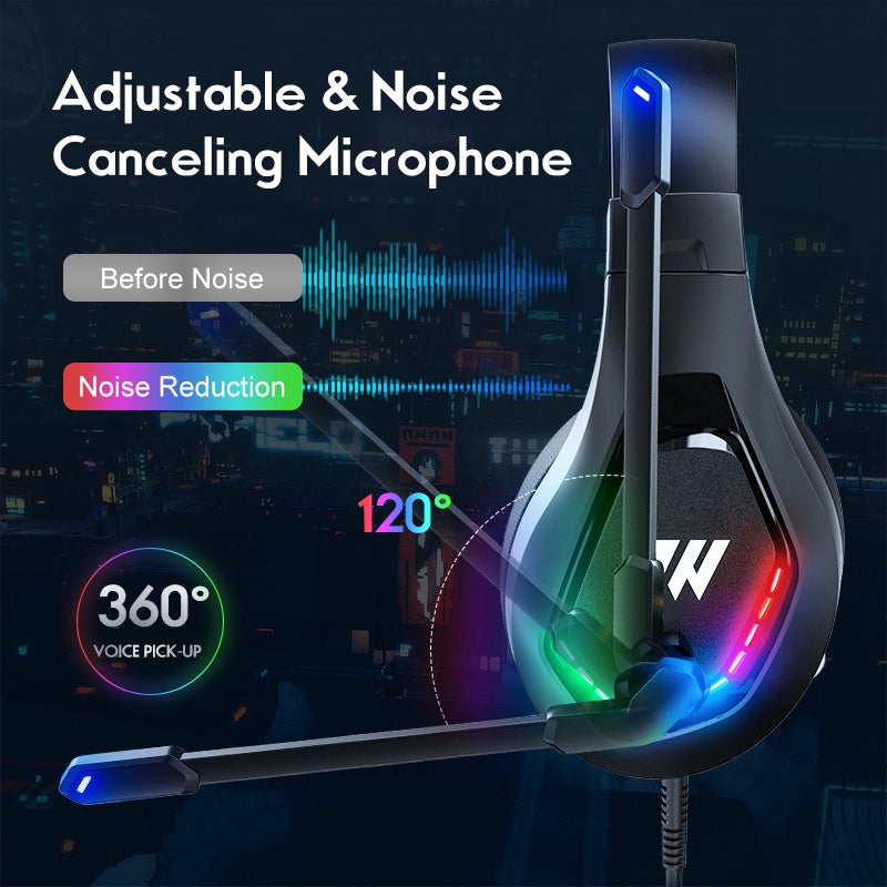 WINTORY M6 Wired Over-Ear Heavy Bass Stereo E-sports Headphone RGB LED Light Professional Gaming Headset