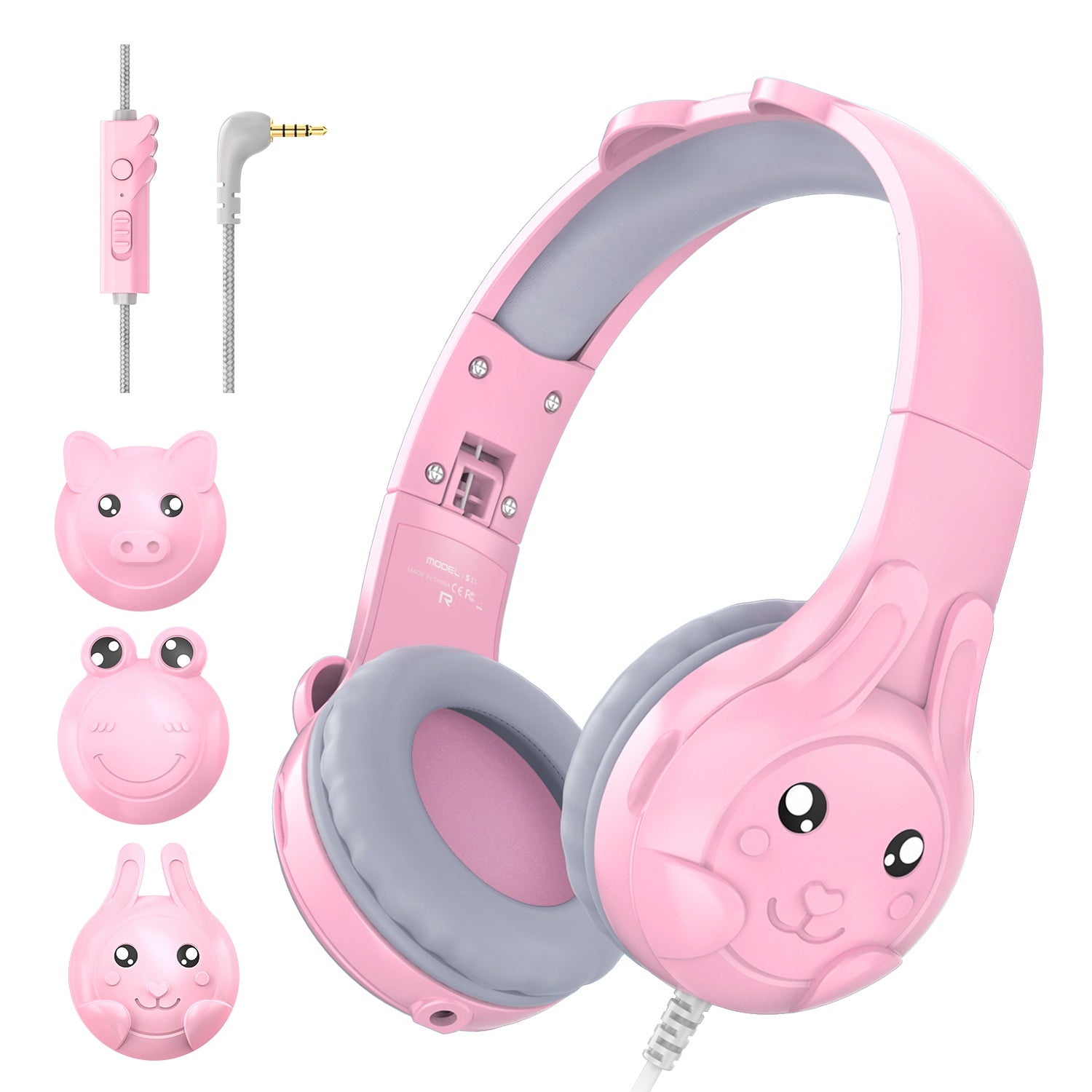 SOULBYTES S31 3.5mm Wired Kids Headphone 85 94db Volume Limit Children Music Headset with DIY Decorative Covers