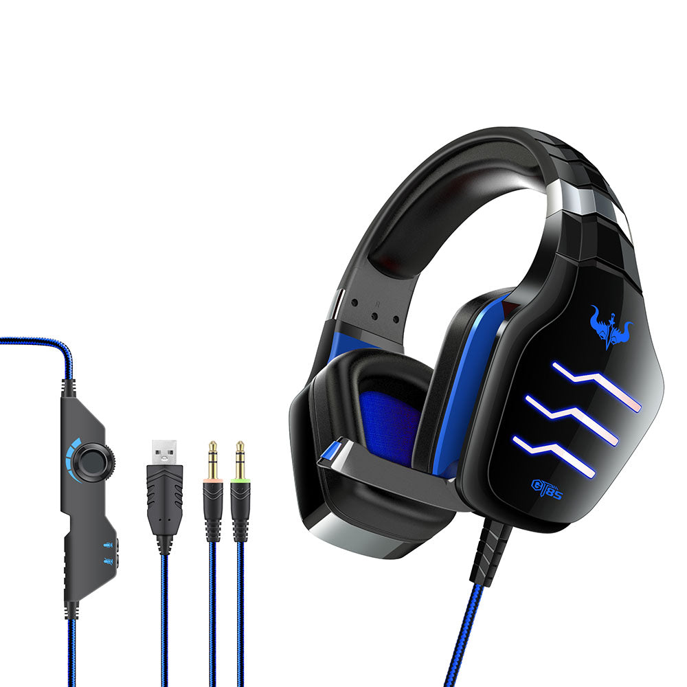 OVLENG GT85 HD Surround Sound E-Sport Headphones LED Lighting Gaming Headset USB+2*3.5mm Plug