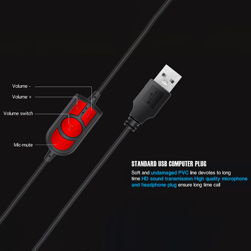 OVLENG Q5 Wired Gaming Headset USB E-sports Headphone Over-Ear Headset with Microphone