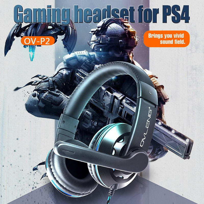 OVLENG OV-P2 3,5mm herní sluchátka Kabelová sluchátka E-Sports sluchátka s nastavitelným mikrofonem s potlačením hluku pro PS4 Xbox One mobilní počítač