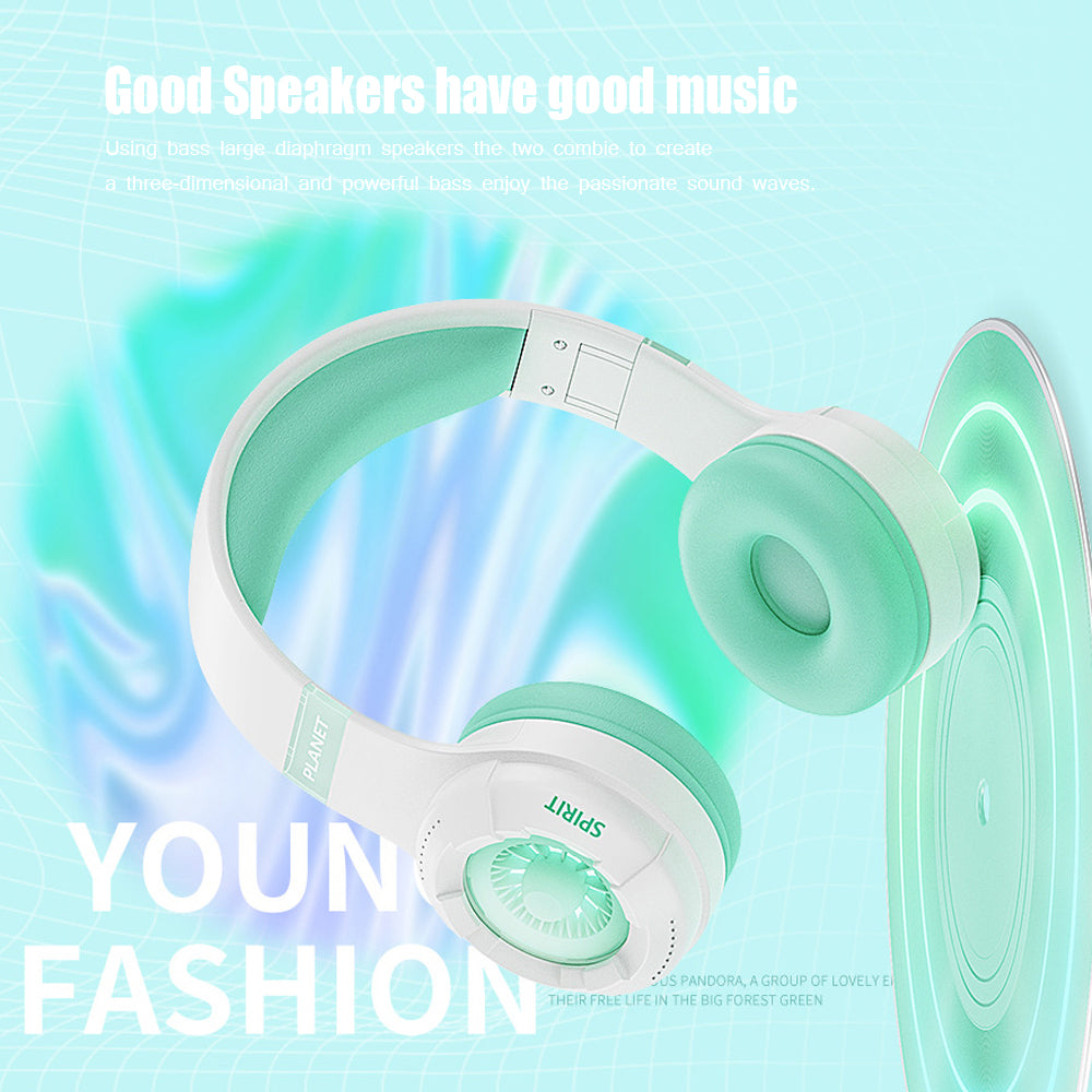 KE25 Wireless Bluetooth Children Headphone Over-Ear Music Earphone RGB Stereo Sound Comfortable Cotton Earmuff Headset for Kids Boys Girls