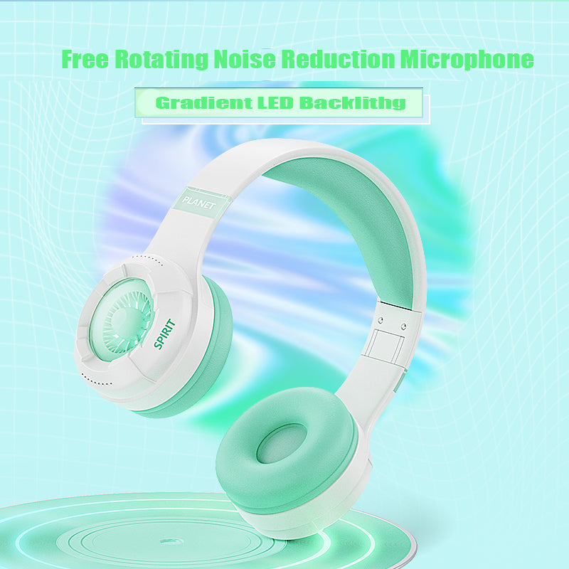 KE25 Wireless Bluetooth Children Headphone Over-Ear Music Earphone RGB Stereo Sound Comfortable Cotton Earmuff Headset for Kids Boys Girls