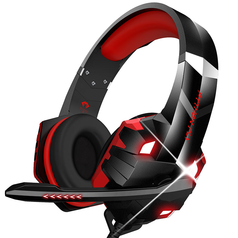 PYTHON FLY G9000MAX 3.5mm USB Wired Over-Ear E-sports Headphone 7.1 Surround Sound Computer Gaming Headset with LED Light