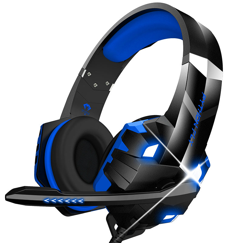 PYTHON FLY G9000MAX 3.5mm USB Wired Over-Ear E-sports Headphone 7.1 Surround Sound Computer Gaming Headset with LED Light