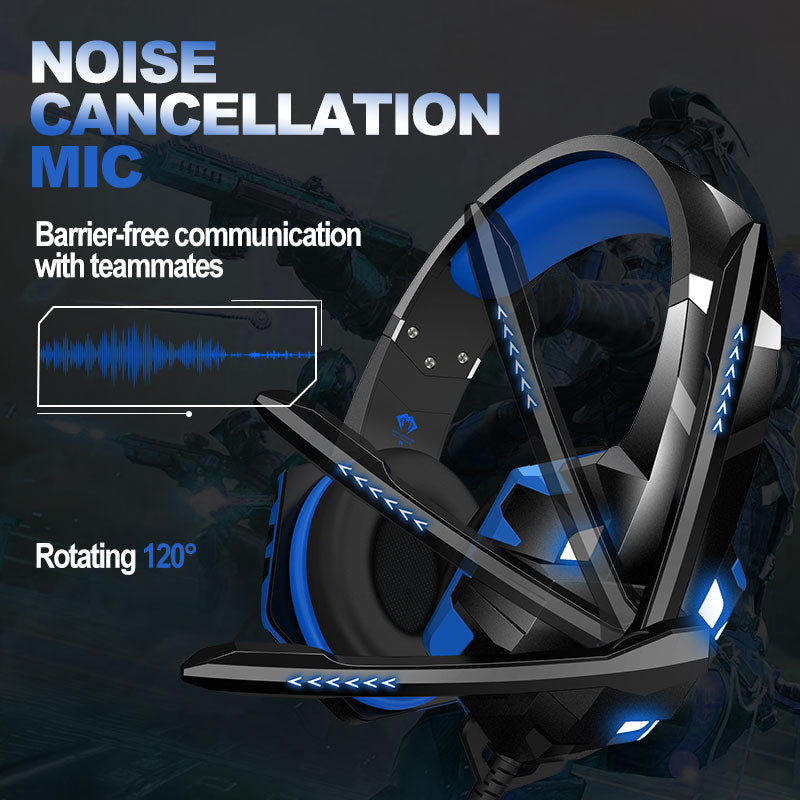 PYTHON FLY G9000MAX 3.5mm USB Wired Over-Ear E-sports Headphone 7.1 Surround Sound Computer Gaming Headset with LED Light