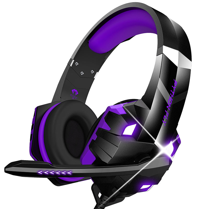 PYTHON FLY G9000MAX 3.5mm USB Wired Over-Ear E-sports Headphone 7.1 Surround Sound Computer Gaming Headset with LED Light
