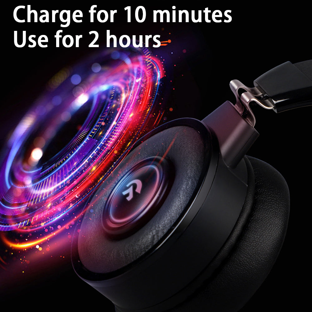 FINGERTIME Wireless Gaming Headset with RGB Light Bluetooth Headset Retractable Over-Ear Headphone with Mic