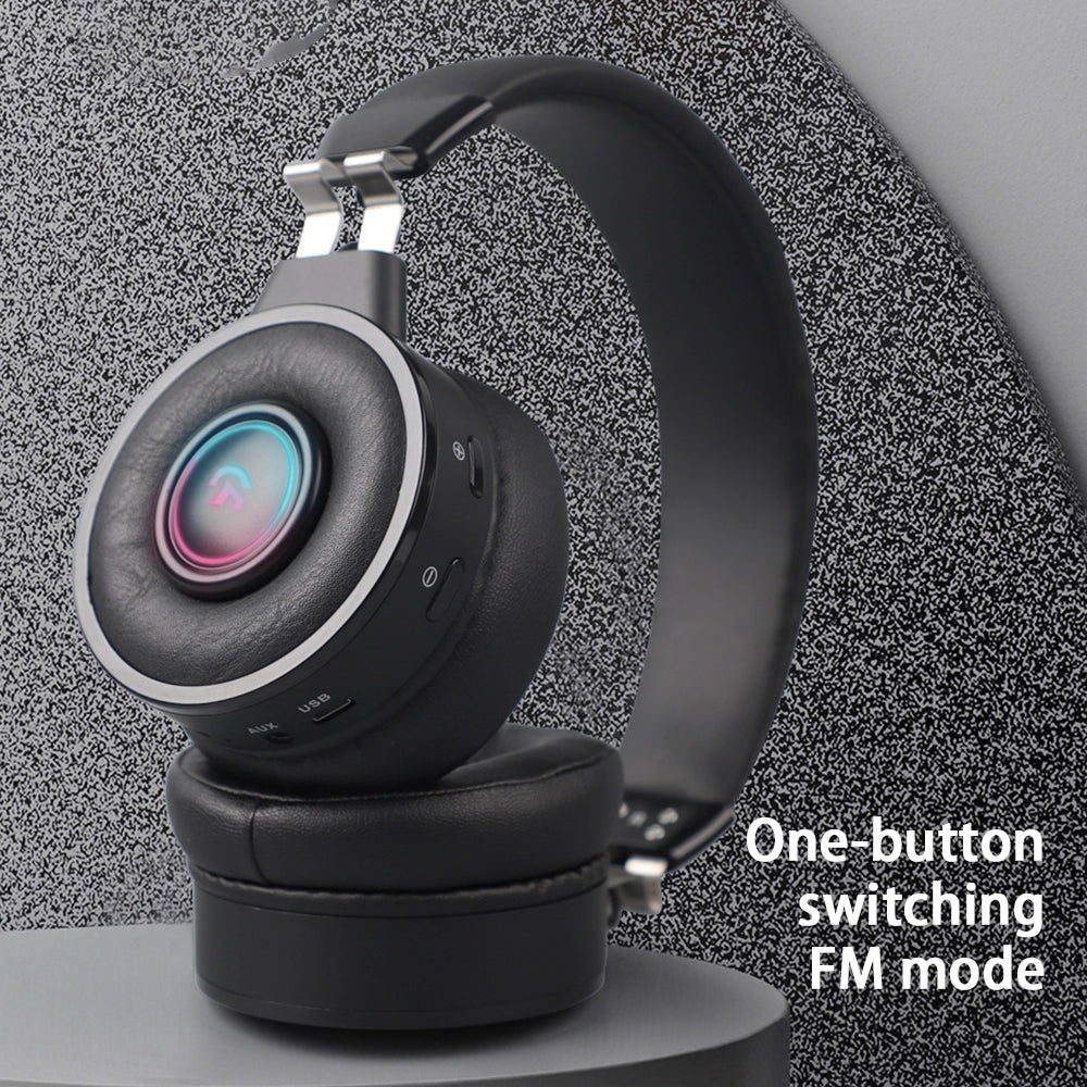 FINGERTIME Wireless Gaming Headset with RGB Light Bluetooth Headset Retractable Over-Ear Headphone with Mic
