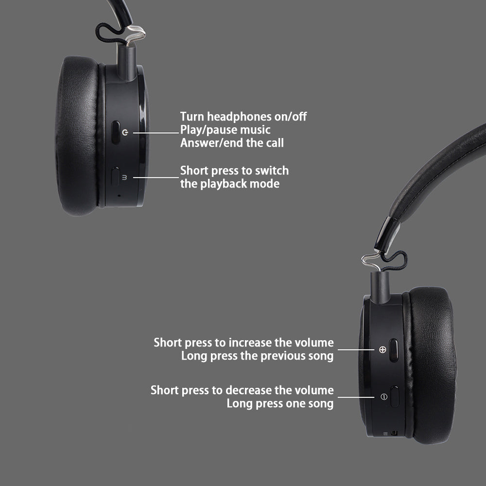 FINGERTIME Wireless Gaming Headset with RGB Light Bluetooth Headset Retractable Over-Ear Headphone with Mic