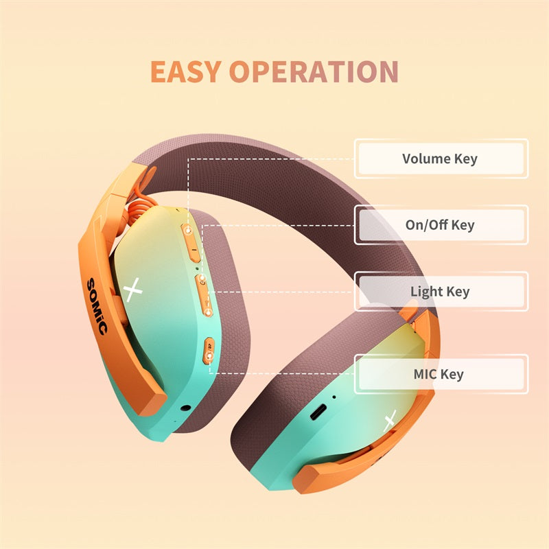 SOMIC G810 RGB Light Wireless Bluetooth Headset 3-Mode Low Latency Gaming Headphone