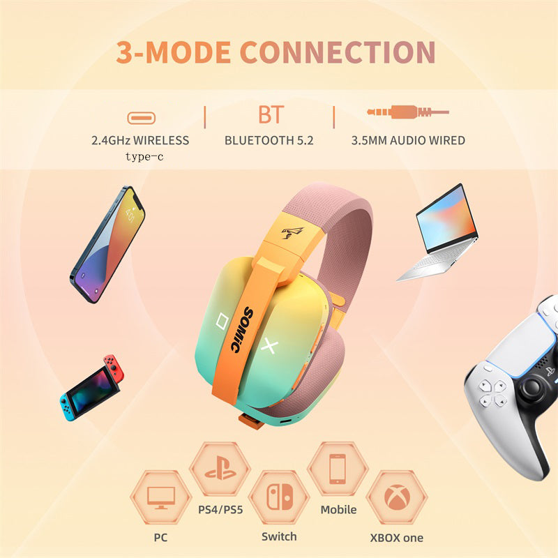 SOMIC G810 RGB Light Wireless Bluetooth Headset 3-Mode Low Latency Gaming Headphone