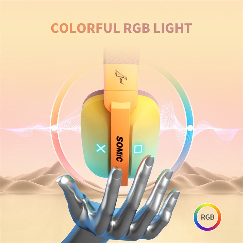 SOMIC G810 RGB Light Wireless Bluetooth Headset 3-Mode Low Latency Gaming Headphone
