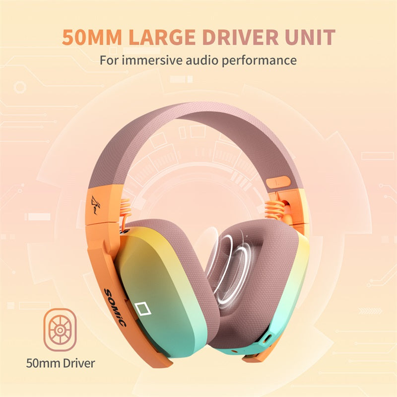 SOMIC G810 RGB Light Wireless Bluetooth Headset 3-Mode Low Latency Gaming Headphone