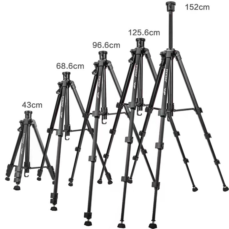 YUNTENG VCT-6680 Telescopic 152CM Camera Mount Phone Tripod Stand Travel Tripod Mobile Phone Holder with 1/4'' Screw Adapter