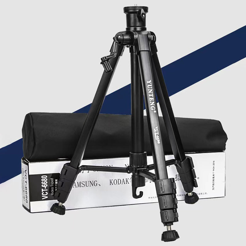 YUNTENG VCT-6680 Telescopic 152CM Camera Mount Phone Tripod Stand Travel Tripod Mobile Phone Holder with 1/4'' Screw Adapter