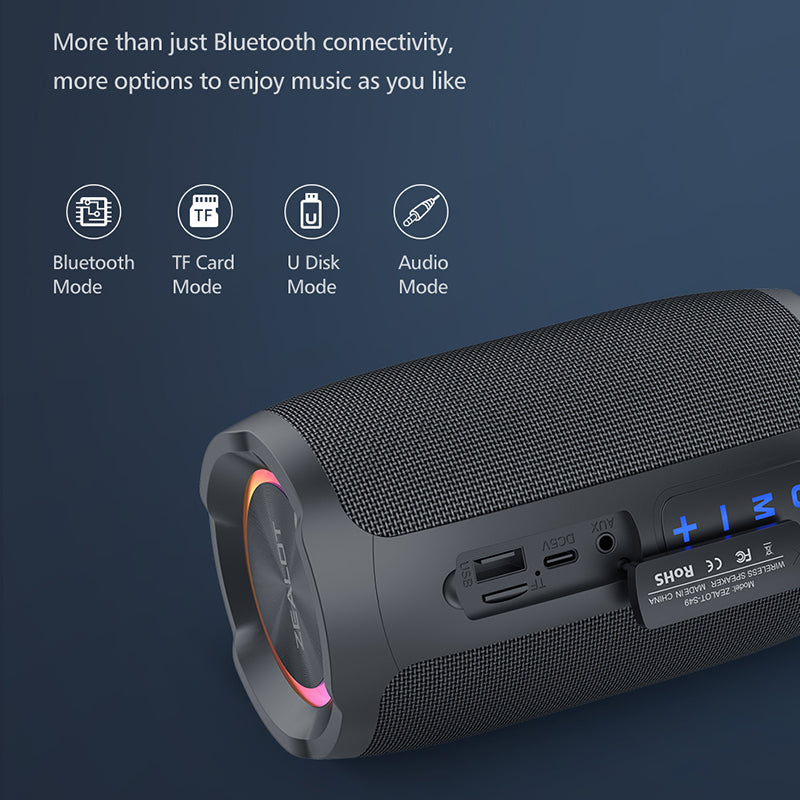 ZEALOT S49 Portable Rechargeable Bluetooth Speaker 20W Waterproof Heavy Bass Wireless Music Subwoofer