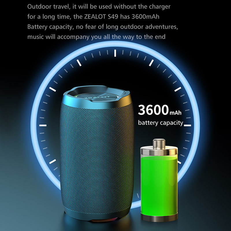 ZEALOT S49 Portable Rechargeable Bluetooth Speaker 20W Waterproof Heavy Bass Wireless Music Subwoofer