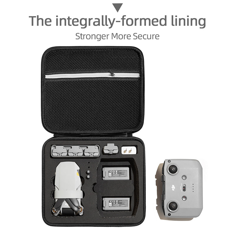 For DJI Mini 2/Mini 2 SE Combo Drone and Accessories Storage Bag Portable Shockproof Carrying Case Handbag - Black/Black Liner