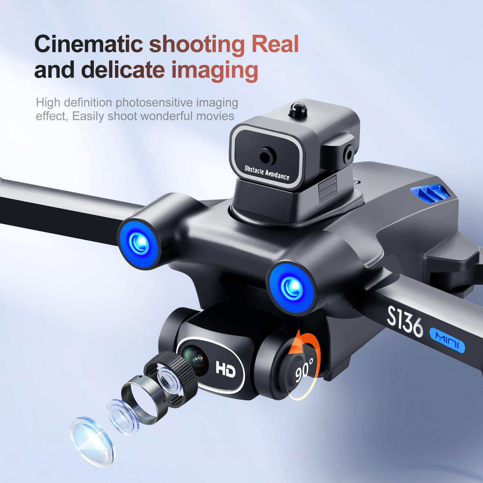 S136 Mini Brushless GPS Drone Infrared Obstacle Avoidance RC Aircraft with Headless Mode 3 Batteries