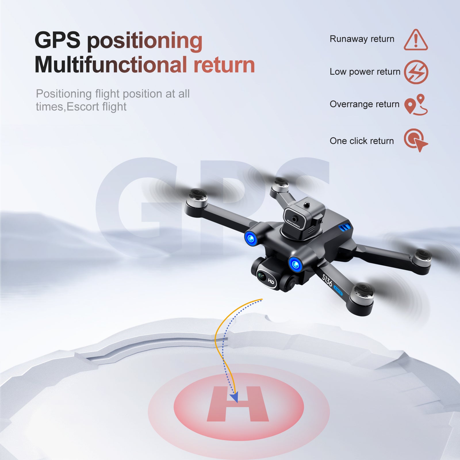 S136 Mini RC Folding Drone Infrared Obstacle Avoidance GPS Brushless Aircraft with 2 Batteries