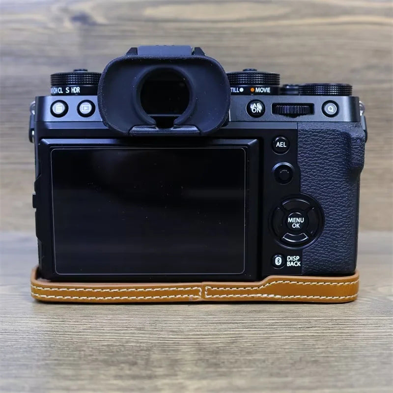 For Fujifilm X-T5 Anti-scratch PU Leather Camera Case Battery Opening Design Protective Cover with Screw