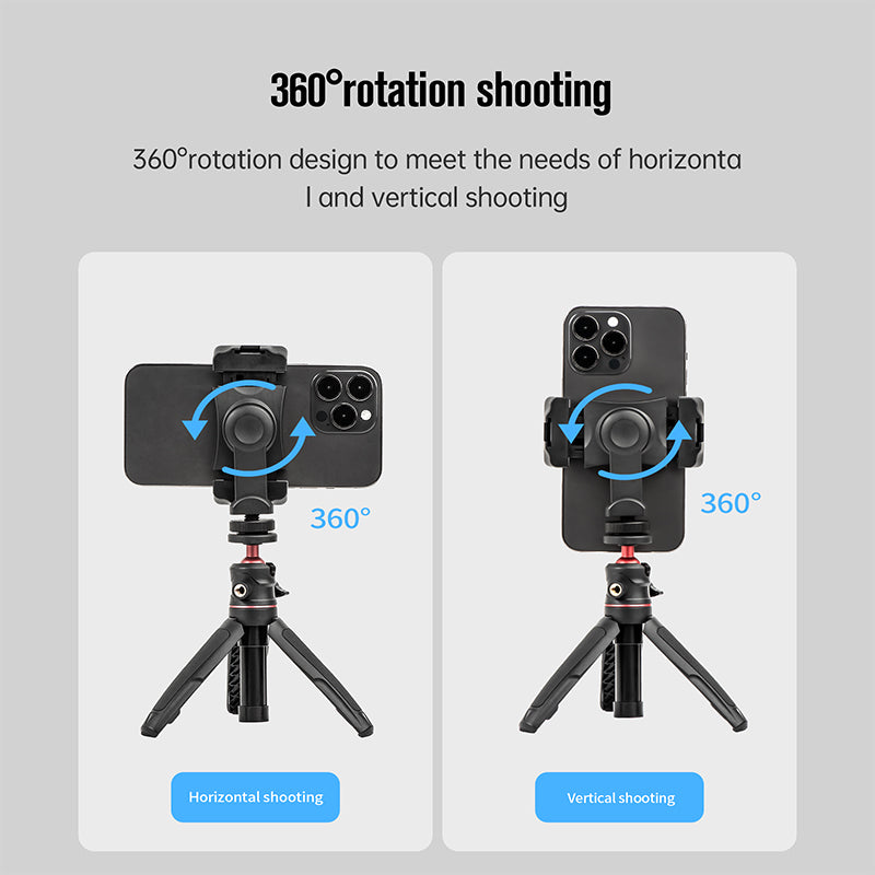 STARTRC 1111323 Double Cold Shoe 360 Degree Rotation Phone Clamp Holder with 1/4 Inch Screw