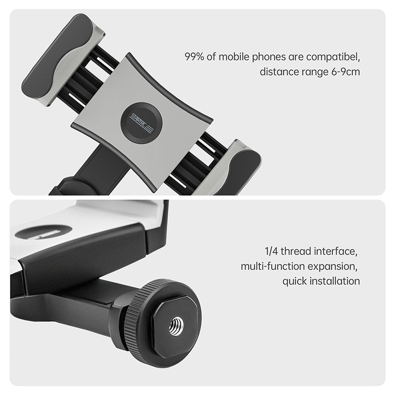 STARTRC 1111323 Double Cold Shoe 360 Degree Rotation Phone Clamp Holder with 1/4 Inch Screw