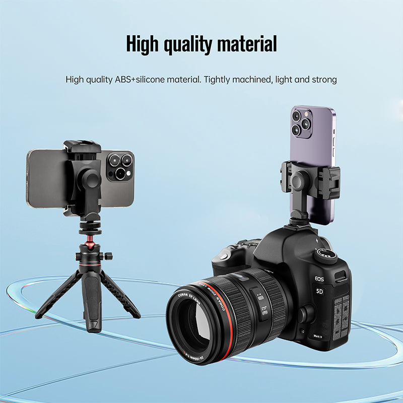 STARTRC 1111323 Double Cold Shoe 360 Degree Rotation Phone Clamp Holder with 1/4 Inch Screw