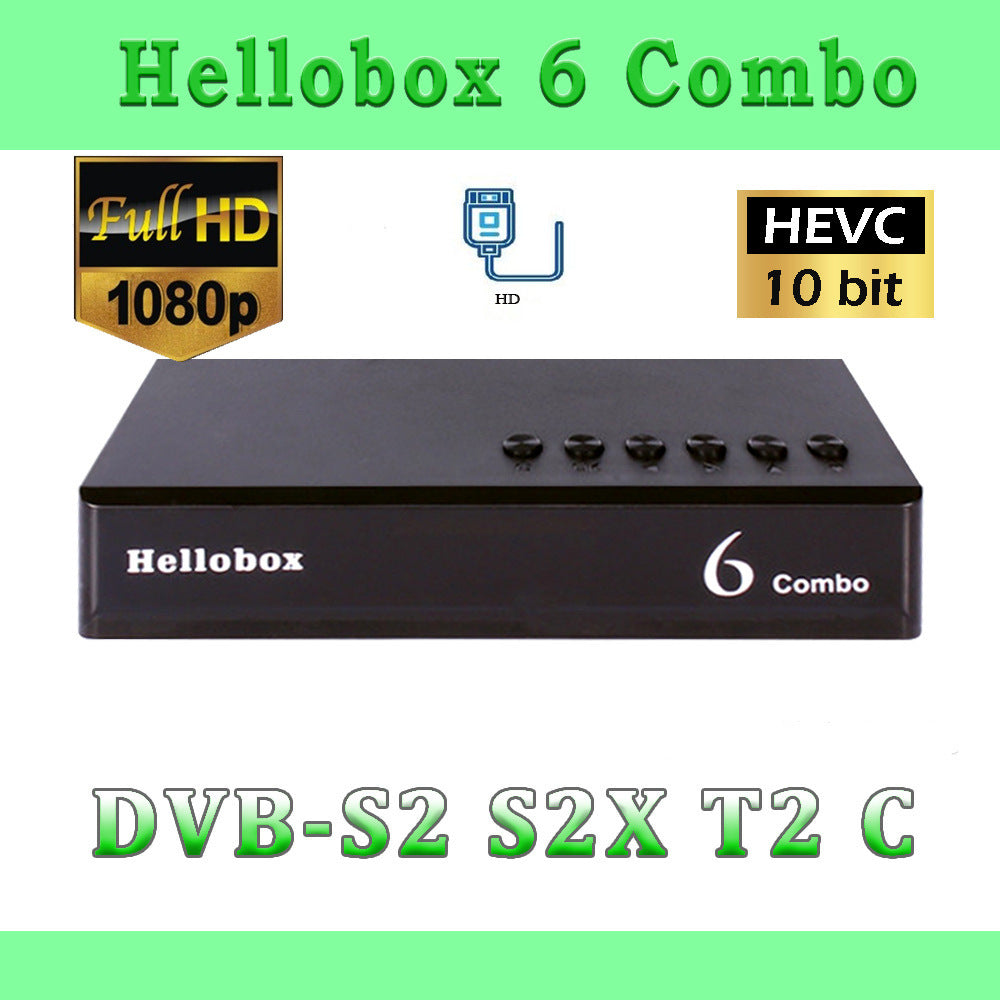 HELLOBOX 6 Combo Set Top Box 1080P Full HD H.265 DVB S2 S2X DVB T2 DVB C Satellite Receiver