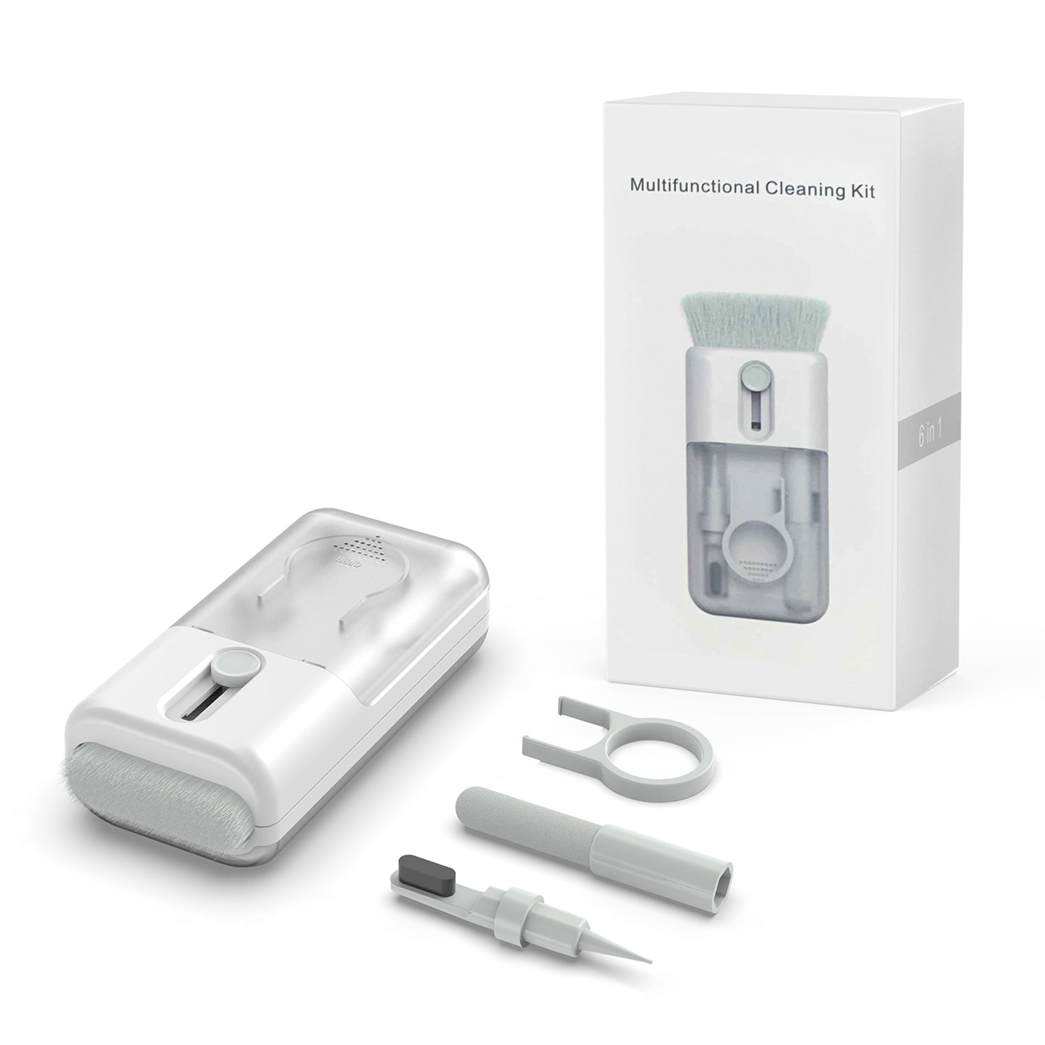 AHASTYLE WG93 6-in-1 Multifunctional Headset Cleaning Kit Cell Phone Keyboards Cleaner Portable Cleaning Tools with Cleaning Brush