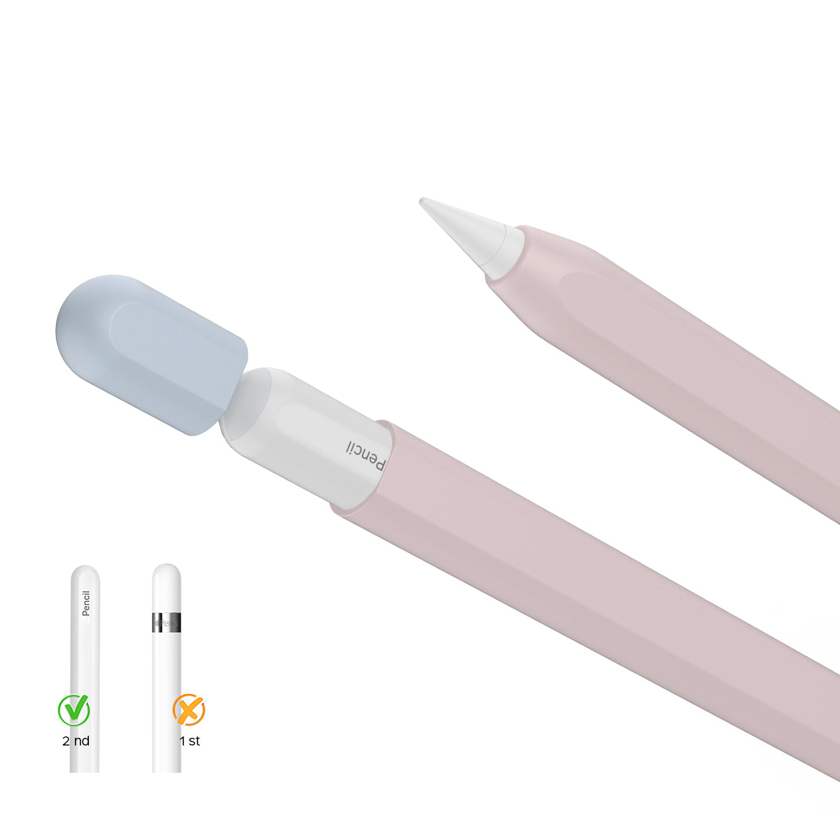 AHASTYLE PT65-2 Silicone Sleeve for Apple Pencil (2nd Generation) Contrast Color Stylus Pen Soft Protective Cover