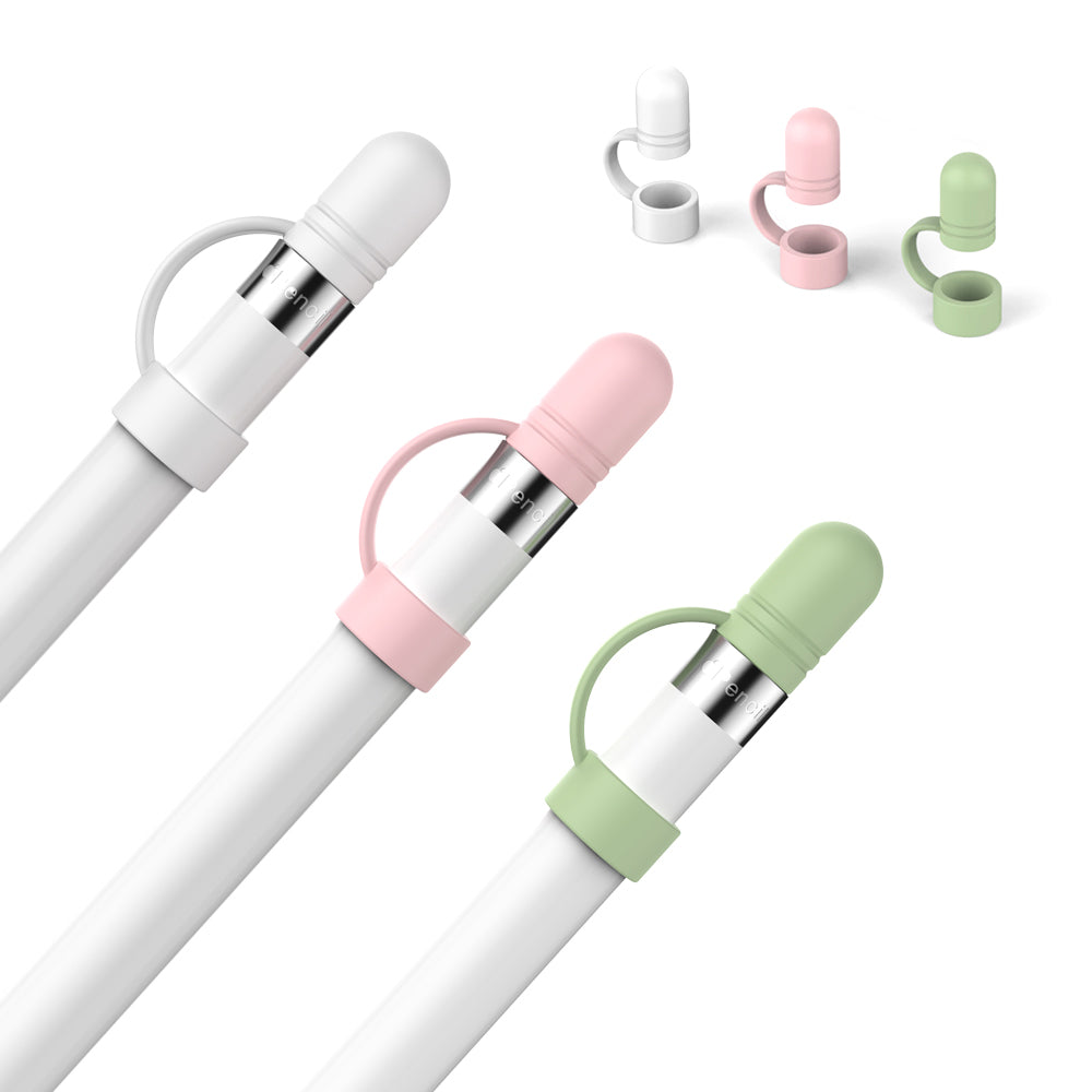 AHASTYLE PT110 3Pcs for Apple Pencil (1st Generation) Charging Cable Adapter Tether Stylus Pen Anti-lost Silicone Cap Cover