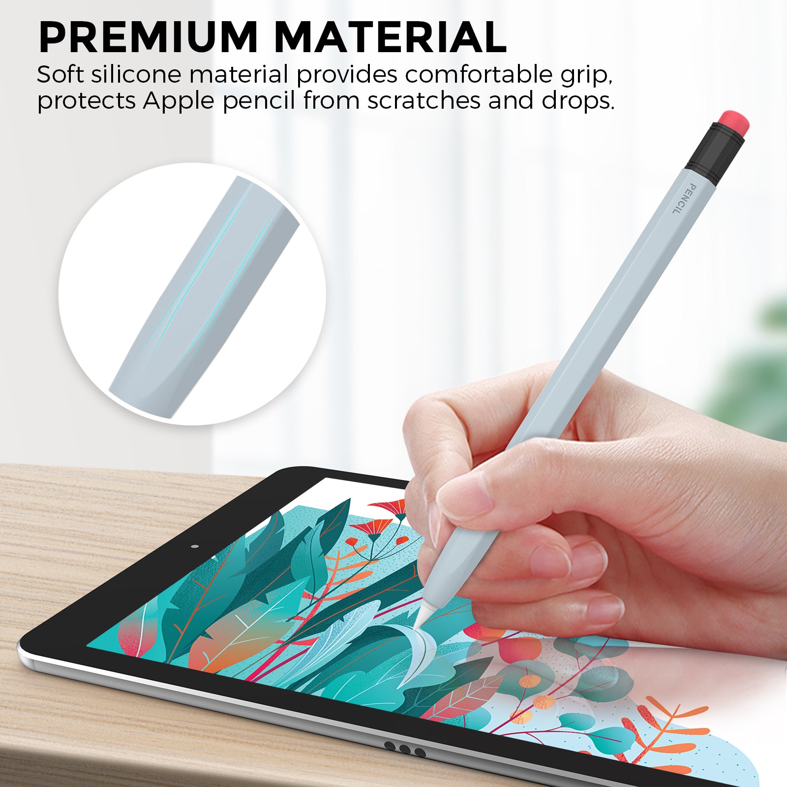 AHASTYLE PT180-1 For Apple Pencil 1st Generation Retro Silicone Capacitive Stylus Pen Protective Cover