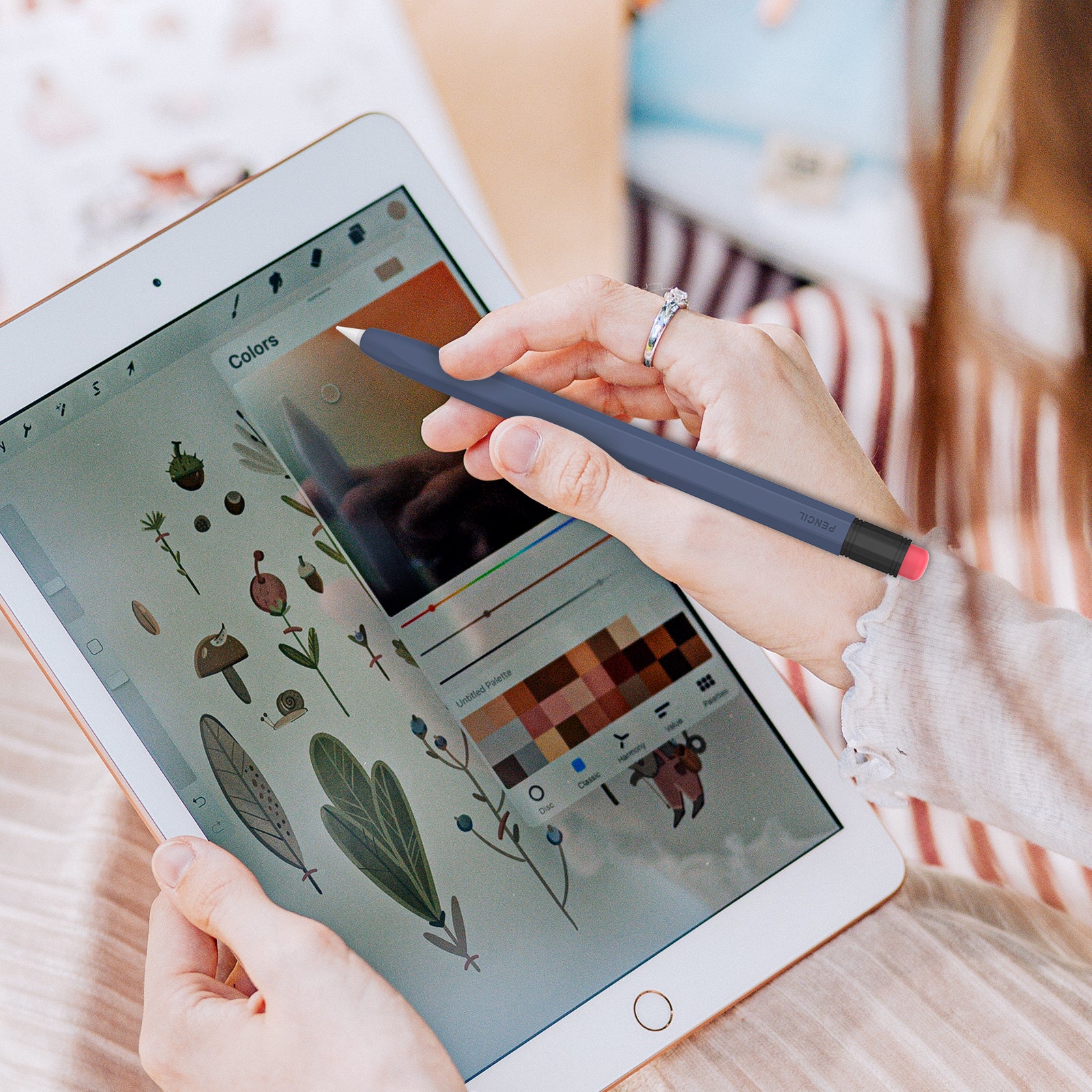 AHASTYLE PT180-1 For Apple Pencil 1st Generation Retro Silicone Capacitive Stylus Pen Protective Cover