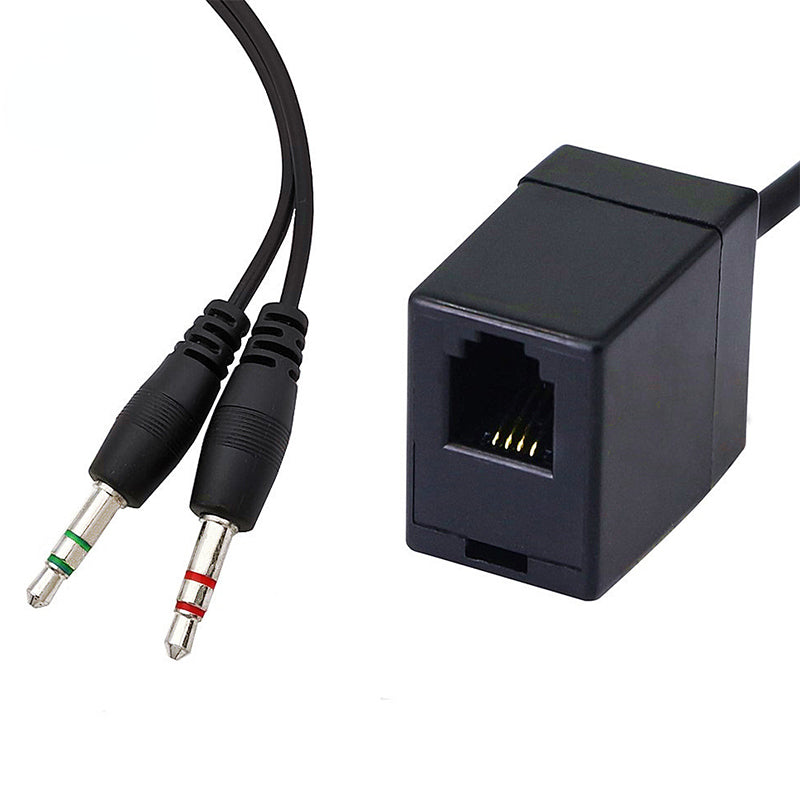 RJ9 to 3.5mm Telephone Adapter Cable RJ9 4P4C Female to 3.5mm Dual Male Headphone Splitter Cable Converter