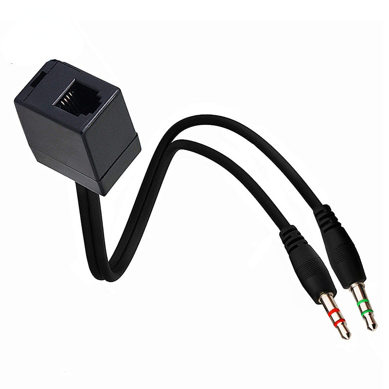 RJ9 to 3.5mm Telephone Adapter Cable RJ9 4P4C Female to 3.5mm Dual Male Headphone Splitter Cable Converter