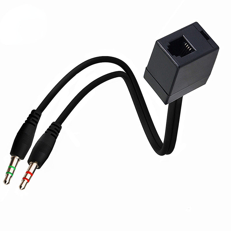 RJ9 to 3.5mm Telephone Adapter Cable RJ9 4P4C Female to 3.5mm Dual Male Headphone Splitter Cable Converter